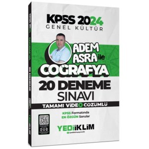 Yediiklim Yaynlar 2024 KPSS Genel Kltr Adem Asra ile Corafya Tamam Video zml 20 Deneme Snav